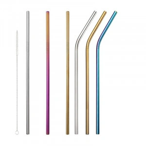 Set 6 paie reutilizabile metal si perie curatare, multicolor