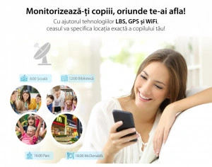 SmartWatch-Ceas inteligent pentru copii Q12 cu functie telefon, Camera, Sos anti-pierdere, GPS locatie, Camera, - Img 5