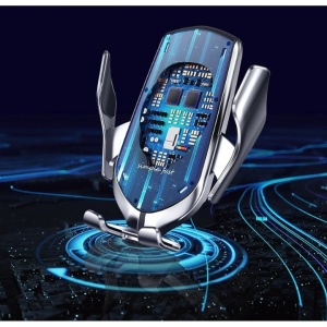 Suport auto cu incarcator wireless, Senzor Inteligent, Fast Charger 10 W, Prindere in grila ventilatie, Negru - Img 3