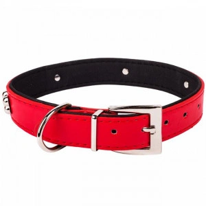 Zgarda catei piele eco model oase 50x2.5 cm, rosie - Img 2