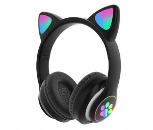 Casti wireless pliabile cu urechi de pisica iluminate LED, Bluetooth 5.0, Bass Stereo - Img 2