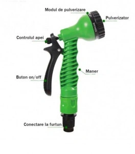 Furtun de gradina verde extensibil cu pistol - Img 4