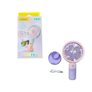 Mini ventilator portabil, Incarcare USB, 400 mAh, Roz/Mov - Img 2