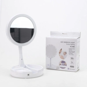 Oglinda cosmetica pentru machiaj cu iluminare LED , rotunda