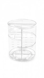 Organizator de produse cosmetice si ingrijire personala, rotativ 360 grade, material rezistent, transparent - Img 2