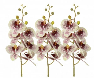 Orhidee artificiala siliconata cu aspect 100% natural, in bol de ceramica alb 45 cm - Img 4