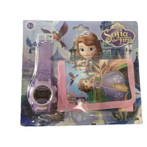 Set ceas electronic de mana si portofel copii tip Sofia