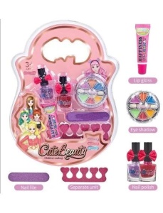 Set farduri, oja si accesorii, in forma de gentuta, multicolor, Cute Beauty +3ani