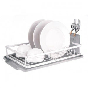 Suport de bucatarie pentru vase cu scurgator, compartimentat, 39.5x28.5x9cm