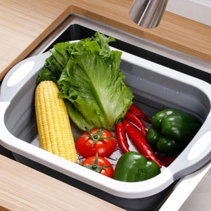 Tocator 3 in 1, tocator, cos depozitare, vas pentru spalare, pliabil , 40x30 cm - Img 2