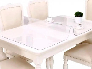 Fata de masa transparenta, 220x100 cm, grosime 1.2 mm, aspect ca de sticla - Img 3