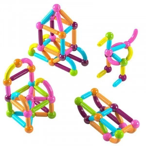 Joc de constructie magnetic, multicolor, 198/130/84 piese - Img 3