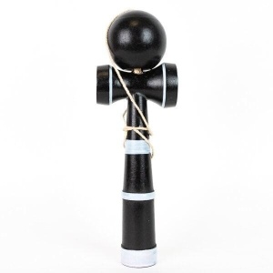 Kendama profesională din lemn de fag – 22 cm, negru cu accente albe - Img 2