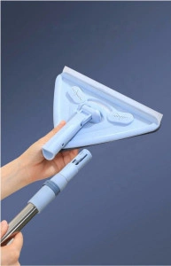 Mop triunghi extensibil/flexibil cu racleta din microfibra, 170 cm, rezerva inclusa - Img 4