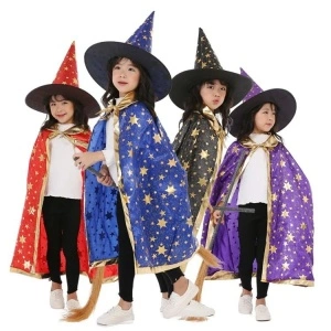 Pelerina cu palarie de magician, vrajitor/vrajitoare , costum Halloween, unisex, potrivit pentru inaltimi 100-160 cm - Img 7