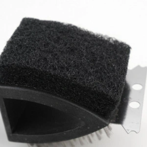 Perie pentru curatat gratarul cu maner, 3 in 1, burete, sarma si racleta, 37.5cm - Img 4