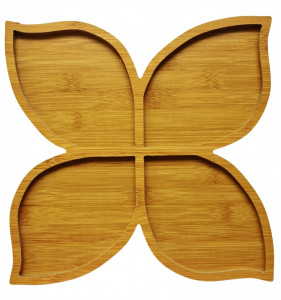 Platou bambus, 4 compartiment, 29x29 cm