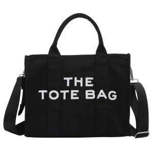 Set 3 genti pentru femei din panza, shopper, small, medium, large, cu imprimeu logo The Tote Bag - Img 4