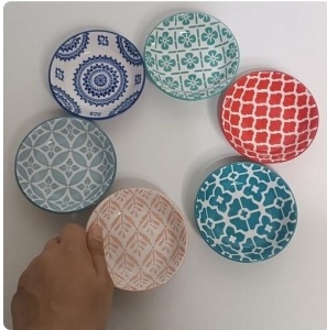 Set 6 farfurii in relief din ceramica colorata, 10 cm - Img 2