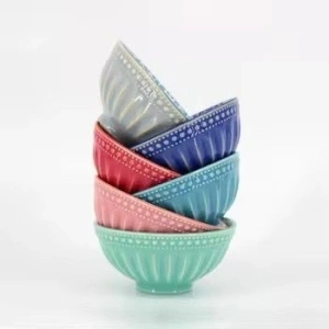 Set de 6 boluri ceramica ,15,5 cm, model colorat