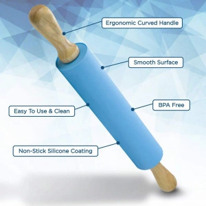 Sucitor silicon si manar din lemn, 42 cm - Img 3