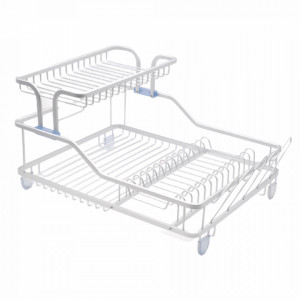 Suport de bucatarie pentru vase cu scurgator, compartimentat, 60x35x27cm - Img 1