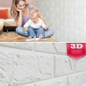 Tapet autoadeziv caramizi albe , 70x77, spuma moale 3 D - Img 2
