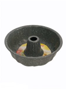 Tava panettone, chec, pasca, tarta sau paine, forma pentru copt Blusmart rotunda cu gaura, pentru tort si prajituri din metal, gri 27x8 cm