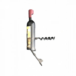 Tirbuson si desfacator din metal, model sticla de vin