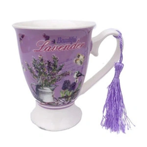 Cana realizata din ceramica in cutie decorativa, model lavanda - Img 4