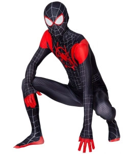 Costum carnaval negru-roșu cu imprimeu păianjen – adult - Img 3