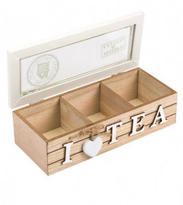 Cutie ceai 3 compartimente, I love tea