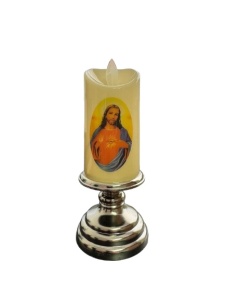 Lumanare decorativa Led, Cu imprimeu Iisus, inaltime 17 cm