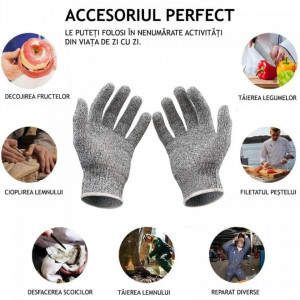 Manusi profesionale anti-taiere, pentru bucatarie, cu insertii de otel, nivel de protectie 5, flexibile, marime universala - Img 4