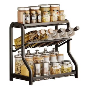 Organizator bucatarie,cu trei nivele, 35X20X37CM, negru