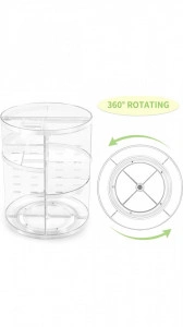Organizator de produse cosmetice si ingrijire personala, rotativ 360 grade, material rezistent, transparent - Img 3