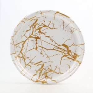 Platou rotund plastic dur 31,5 cm, modle marmura alb auriu - Img 1