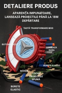 Scut Lansator cu Proiectile EVA – Jucărie Transformabilă pentru Copii - Img 3