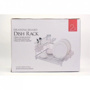 Suport de bucatarie pentru vase cu scurgator, compartimentat, 60x35x27cm - Img 2
