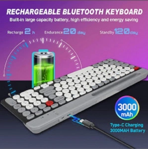 Tastatură fără fir cu Bluetooth, Aspect compact ultra silențios, suport telefon/tableta Qk8066 - Img 7