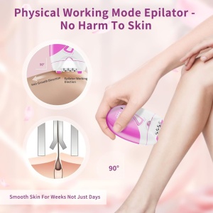 Epilator facial si corporal, USB, Fara fir, 2 viteze, Roz - Img 3