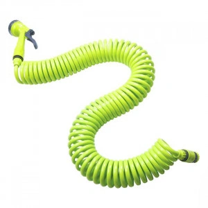Furtun de udare în spirală cu pistol, verde, 15 m