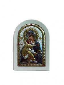 Icoana argintata - Maica Domnului din Vladimir, 10x14 cm - Img 3