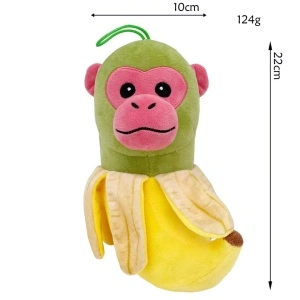 Jucărie de pluș CIMPAZINI BANANINI, 24 cm, galben/verde, personaj Italian Brainrot, design amuzant, maimuțică-banană