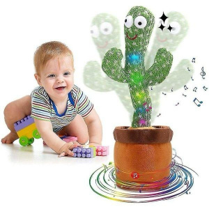 Jucarie din plus interactiva Cactus vorbitor, dansator, lumineaza, 37 centimetri, verde, baterii incluse - Img 4