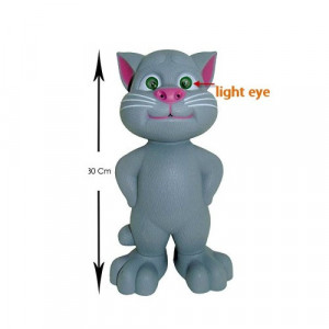 Jucarie vorbitoare, lumini led si atingeri senzoriale,Talking Tom Gri, 30 cm - Img 2