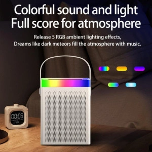 Microfon karaoke Smart copii si adulti, cu difuzor separat, Wireless, conectivitate bluetooth, 1 microfon inclus, pentru petreceri, player MP3, microSD card - Img 2