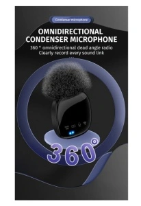 Microfon lavalier wireless, Ecran HD LED, Reincarcabil, Reducere zgomot, Negru, pentru Apple sau Android - Img 2