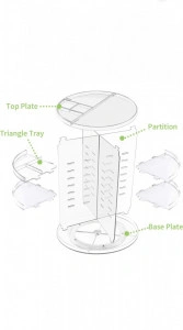 Organizator de produse cosmetice si ingrijire personala, rotativ 360 grade, material rezistent, transparent - Img 4
