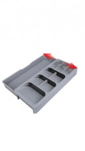 Organizator tacamuri pentru sertar, 9 compartimente, stocare extensibila, montabil in sertar de bucatarie, 40x30x5.5cm - Img 4